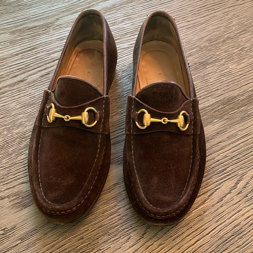 Authentic brown suede Gucci loafers